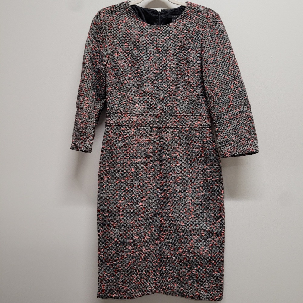 J.Crew Womens Tweed Sheath Dress Black Orange Wool Blend E4375 Size 6